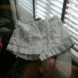 BCBGMAXAZRIA White Linen Shorts 6